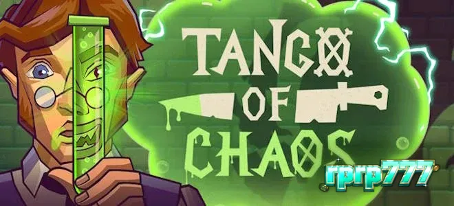 Tampilan visual slot Tango of Chaos dengan elemen laboratorium futuristik